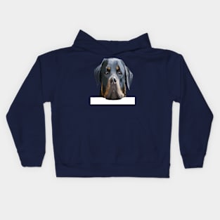 Rottweiler Peering Over A White Wall Vector Kids Hoodie